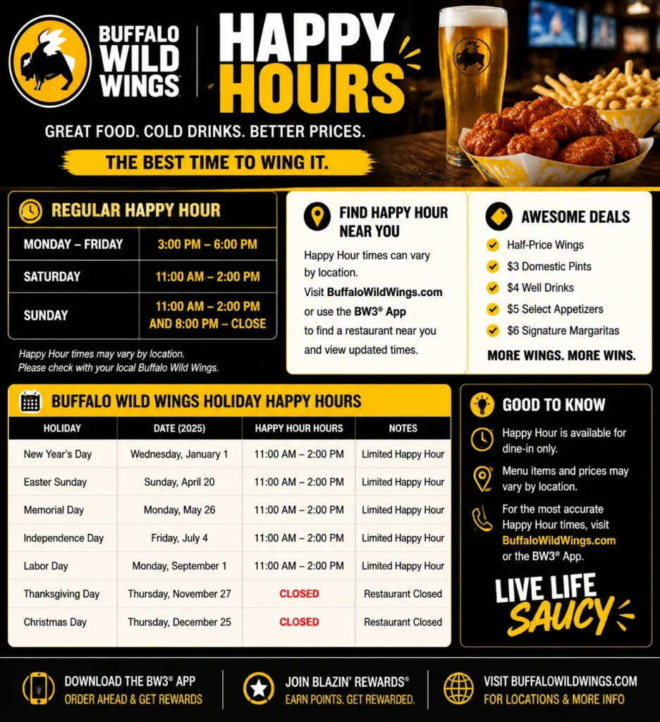 Buffalo Wild Wings Happy Hours 
