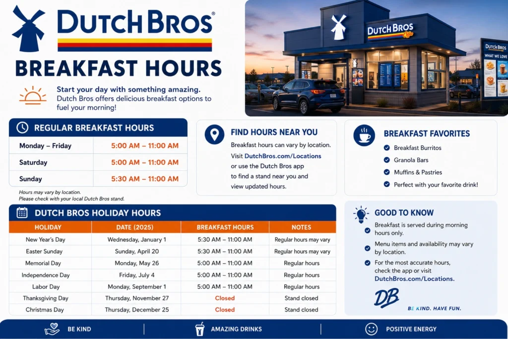 Dutch Bros Breakfast Hours
