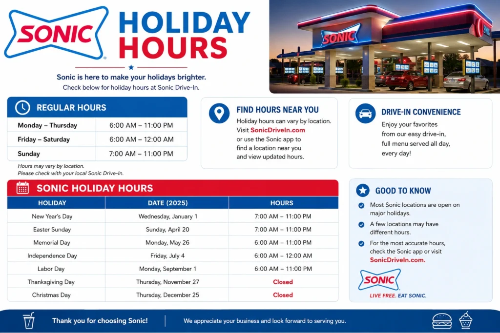Sonic Holiday Hours