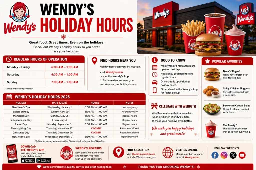 Wendy’s Holiday Hours